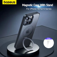 Baseus Magnetic Stand Case สำหรับ 14 15 13 Pro Max Plus 180 ° แหวนขาตั้งแบบปรับได้สำหรับ MagSafe เคสชาร์จไร้สาย