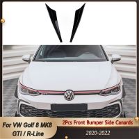 Car Front Bumper Side Canards Bumper Lip Spoiler Trim For VW Golf 8 MK8 GTI / R-Line Essories 2020 2021 2022 ABS Gloss Black