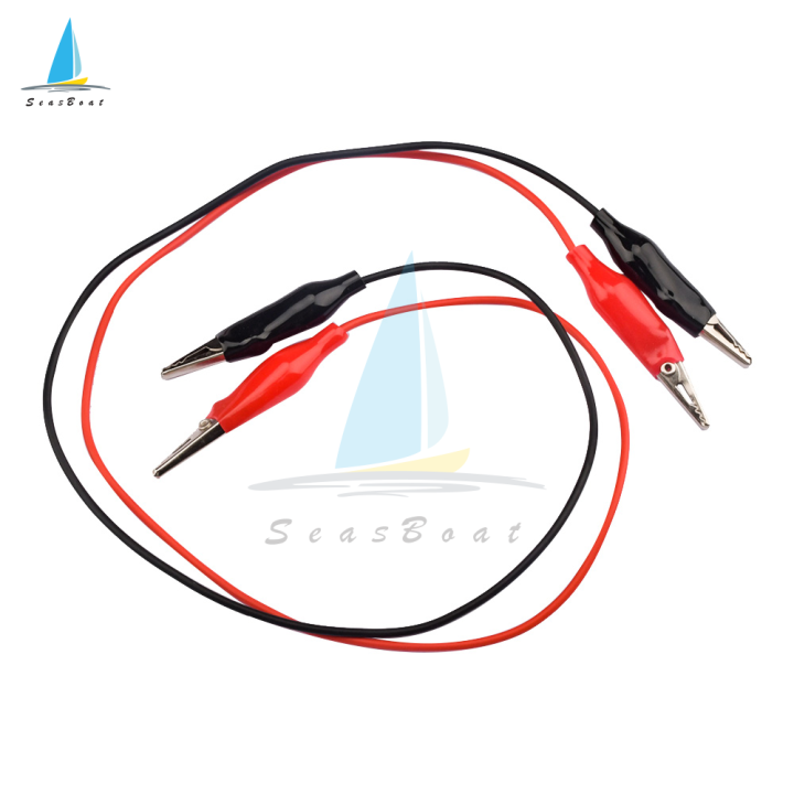 【Seasboat】 2pcs Dual Ended Alligator Clips Test Lead Black&Red Test