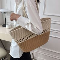 Large-capacity net red bag womens new trendy summer fashion woven womens bag niche design commuting tote bag 【QYUE】