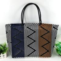 High Quality Beach Bag Summer Big Straw Bags Handmade Woven Tote Women Travel Shopping HandBags Durable Plastic Woven Basket