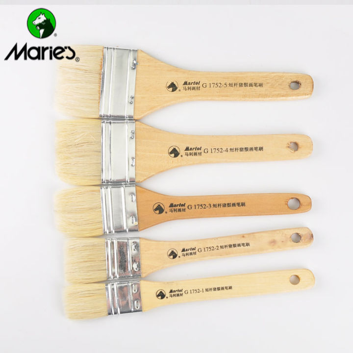 maries-g1752-bristle-brush-flat-head-short-stem-bristle-oil-painting-acrylic-painting-brush-drawing-artist-paint-tools