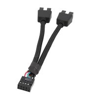 2023 New 9Pin USB Header Female 1 to 2 Male Extension Cable Card Desktop 9-Pin USB HUB USB 2.0 9 Pin Connector Adapter Port