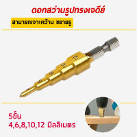 Step Drill ดอกสว่าน ทรงเจดีย์ เคลือบไททาเนี่ยม ขยายรู 4-32mm/4-20mm/4-12mm