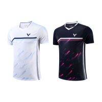 เสื้อยืดแฟชั่นแขนสั้น Victory Bminton,Victor Couple ชุดแข่งขันแขนสั้น