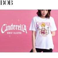 BOB Just Say Bad ® เสื้อยืดลาย รุ่น Cinderella ขาว ( ลิขสิทธิ์แท้ ) แขนสั้น เสื้อยืดชาย เจ้าหญิง S  M L XL 2XL  3XL