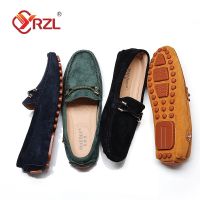 YRZL Loafers Men Big Size 48 Soft Driving Moccasins High Quality Flats Genuine Leather Shoes Men Slip-on Suede Loafers for Men