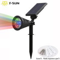 T-SUNRISE Outdoor Lighting 4 LED Solar Powered Light Adjustable LED Solar Landscape Lamp for Garden RGB Color