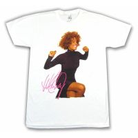 Funny Whitney Houston Smile Pic Photo Image เสื้อยืดสีขาวผู้ชาย Cotton Tees Streetwear เสื้อยืดคุณภาพสูง