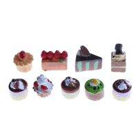 【CW】 8pcs/lot Resin Miniature FoodStrawberry Chocolate CakeSupply DecorationCraft Fake KitchenNew Sale