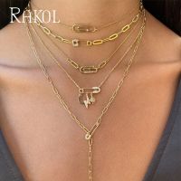 【YF】✼❍  RAKOL Lightning Paperclip Pin CZ Pave Clavicle Choker Necklace for Fashion Stacking Chain Jewelry