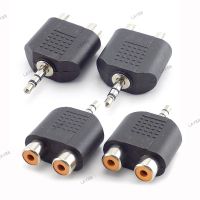 4pcs 3.5mm Plug Male to 2 RCA Female AUX Audio Adapter Y Type Splitter Connector For Earphone Stereo Headphone Speaker YB8TH