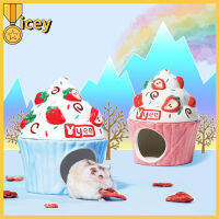 Iceyhome บ้านเซรามิก,รังหนูแฮมสเตอร์น่ารักสตรอเบอร์รี่ซันเดย์มีโรงเก็บของเย็นสำหรับสัตว์เลี้ยงในฤดูร้อนสำหรับแพนด้าชินชิล่าเม่น