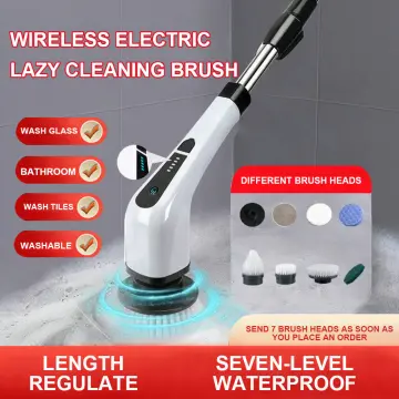 Electric Spin Scrubber Turbo Scrub Cleaning Brush Cordless Chargeable Bathroom  Cleaner with Extension Handle Adaptive Brush Tub