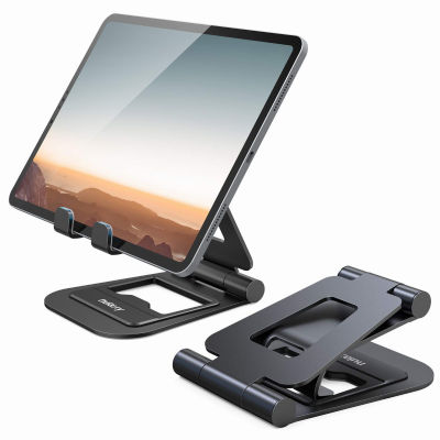 Nulaxy A5 Tablet Stand, Fully Foldable Tablet Holder Cell Phone Stand Compatible with All Tablets and Mobile Phones - Heavy Duty Black
