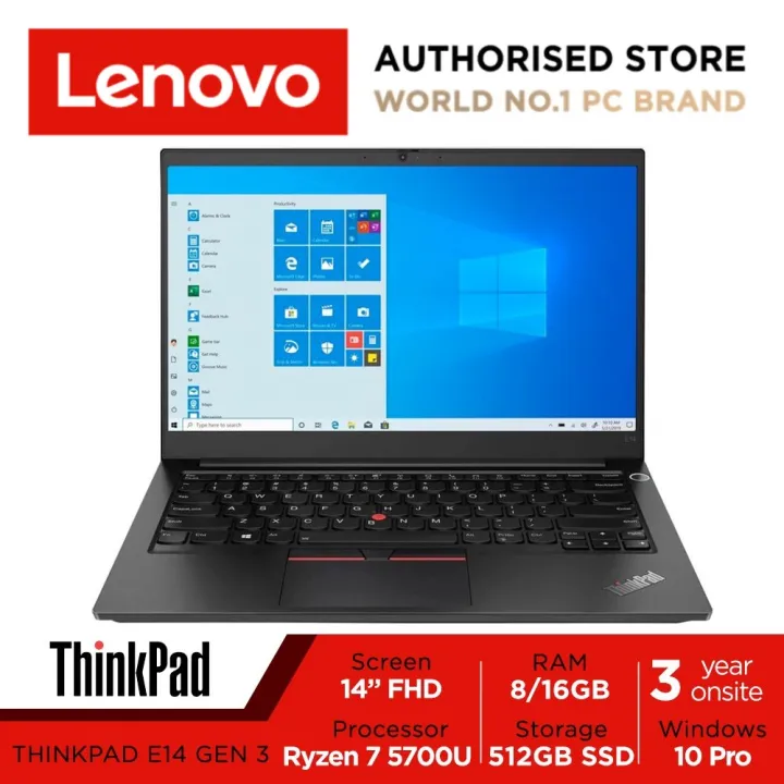 Free 3Y Onsite] Lenovo ThinkPad E14 Gen 3 | 20Y7003KSG/20Y7003JSG | 14inch  FHD (1920x1080) | AMD Ryzen 5 5500U/AMD Ryzen 7 5700U | 8GB DDR4-3200 |  512GB SSD | Win10 Pro | 3Y Onsite Warranty | Lazada Singapore
