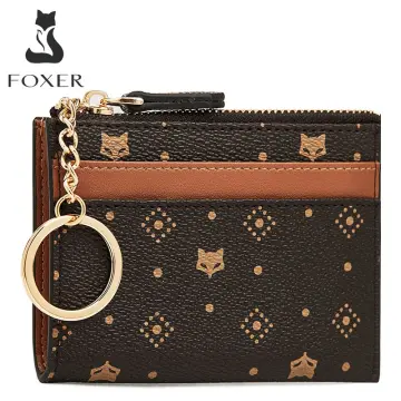 FOXER Female Monogram Coin Packet PVC Leather Card Holder Women