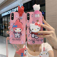 KT เคสมือถือแมวสำหรับ Xiaomi Redmi 9A Redmi 9C,เคสหลังซิลิโคนนิ่มลายการ์ตูน Hello Kitty Cat Melody กระต่ายมีสายคล้องคอ