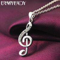 ▤﹍✢ 925 sterling Silver crystal Elegant musical note Pendant Necklace For Women luxury Fashion wedding accessories jewelry gifts