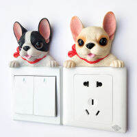 French Bulldog เรซิ่นสวิทช์ 3D สติ๊กเกอร์ติดผนังอุปกรณ์เสริมซ็อกเก็ตตกแต่งห้องนอนเด็กโปสเตอร์ ON-OFF KITCHEN Plug เครื่องประดับ-Yuerek