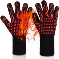 Piece BBQ Gloves Microwave Gloves High Temperature Resistance Barbecue Glove Oven Mitts 500 800 Degree Fireproof Grill Glove