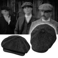 【KFAS Clothing Store】 ใหม่ Retro Newsboy หมวกผู้ชายแปดเหลี่ยมหมวก British Painters หมวกฤดูใบไม้ร่วงฤดูหนาว Berets Herringbone หมวกแบน Hip Hop Berets Gorras