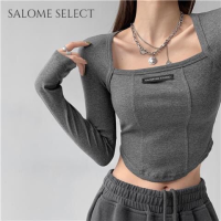 SALOME SELECT เสื้อครอป เสื้อยืด ชุดเซ็ทผู้หญิง เสื้อยืดคอกลม เสื้อยืด ผญสวย ๆ เวอร์ชั่นเกาหลี ผ้าคอตตอน ใส่สบาย เรียบง่าย 2023NEW A29J2EN 37Z230911