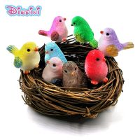 【CW】Resin Little Parrot Bird Nest Cartoon Animal Model Action Figure Home Decor Figurine Educational Gift For Kids Hot Toys Set Gift