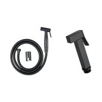 1 Set Handheld Toilet Sprayer Stainless Steel Bathroom Bidet Sprayer Set &amp; 1 Pcs Solid Brass Square Black Bidet Sprayer