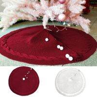 Christmas Tree Skirt Pure Color Knitted Christmas Tree Carpet Soft Lace Up Party Decoration Xmas Tree Floor Mat Party Supplies