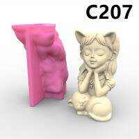 5 Cat Girl Flower Pot Ashtray Pen Holder Silicone Mold Making Home Decoration with Epoxy Plaster Cement Handicraft