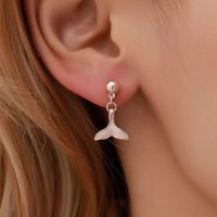 Korean Fashion Mermaid Ji Ear Stud Earrings Net Red Dolphin Fishtail Earrings Allergy Earrings S925 Silver