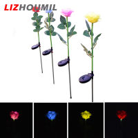 LIZHOUMIL จำลองสนามหญ้ากุหลาบ LED พลังงานแสงอาทิตย์โคมไฟแบบปักการตกแต่งสวนลานเทศกาลไฟภายนอกอาคาร