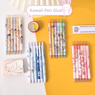 1pc Kawaii Glue Pen Cute Cartoon Girl Dinosaurs Shark Scrapbook Glue Pen for Paste Non-sticky Memo Pad Post Note School Supply