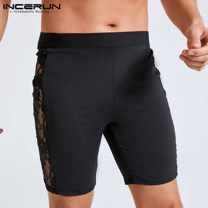 INCERUN Mens See Through Panties Shorts Lace Floral Beachwear Surf Swim ...