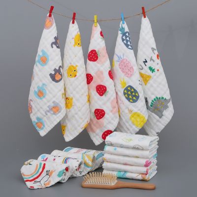 hotx 【cw】 1/2 pieces/baby towel-6 layers of pure gauze soft cartoon bath towel feeding saliva