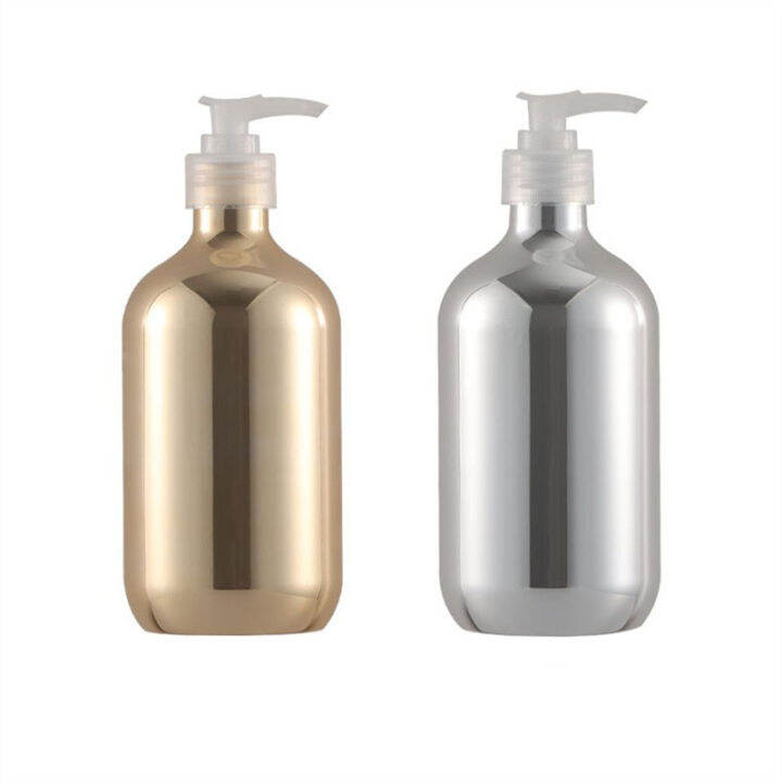 300ml-500ml-shower-gel-gold-silver-plating-container-liquid-shampoo-bottle-bathroom-refillable