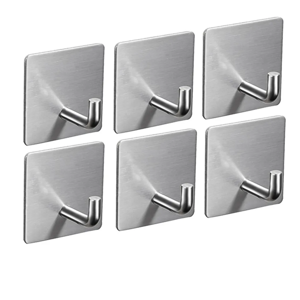 Adhesive Hooks Heavy Duty Wall Hooks Stainless Steel Waterproof Shower  Hooks, Adhesive Holders Coat Hooks for Hanging, Wall Mounted Towel Hooks  for