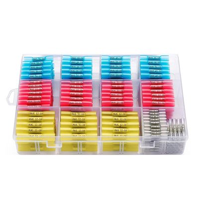 210PCS Heat Shrink Butt Connectors, Marine Grade Electrical Wire Connectors Kit, for Boat,