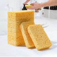 【CC】 5PCS Wood Pulp Cotton Sponge Wipes Dishwashing Pot Brushes Cleaning Household Tools Accessories