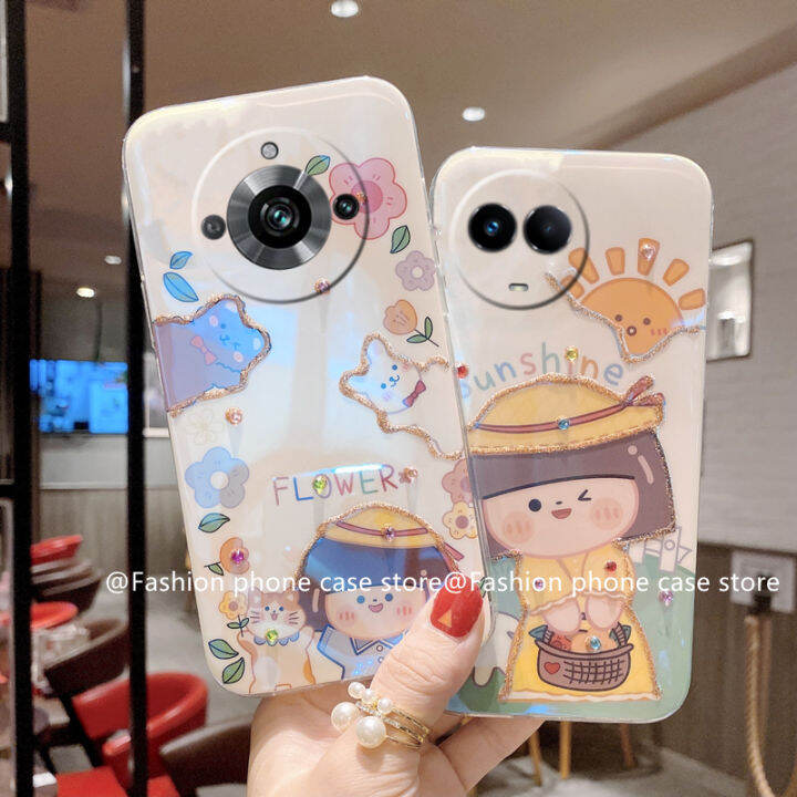 phone-case-เคส-realme-11-11x-realme11pro-realme-11-pro-plus-5g-4g-nfc-แวว-rhinestone-หรูหราน่ารัก-sun-girl-เคสนิ่มลายการ์ตูน2023