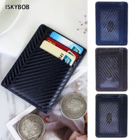 Carbon Fiber Wallet Card Holder Case Pocket Leather Bifold Short  Purses Men Hasp Multi-functional Cards Wallet