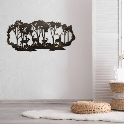 Deer Forst Silhouette Artwork Whimsical Wall Decor Iron Metal Deer Metal Pendant for Wall Decor Garden Home Decoration