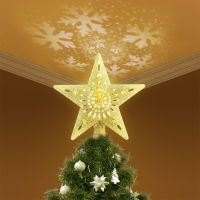 [Zeberdany] LED Hollow Star Snowflake Projector Light Rotation Lamp For Christmas Tree Top Decoration