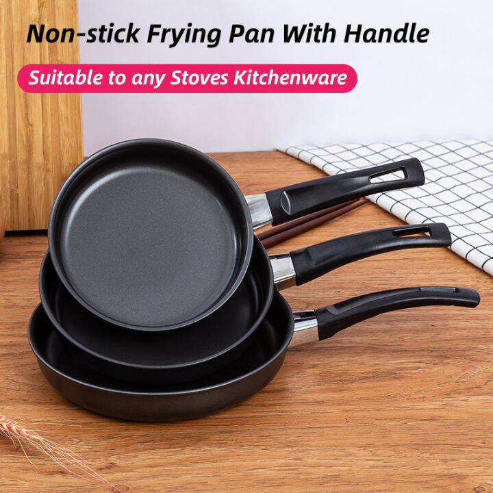 14 16 18cm Non Stick Frying Pan With Handle Steak Fried Eggs Compact