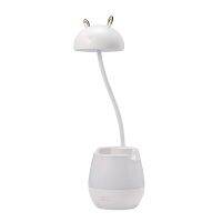 2 in 1 Adjustable Desk Lamp with Pen Holder &amp; Phone Stand, Warm Night Light ,Modern Table Lamp for Reading (White Bear)