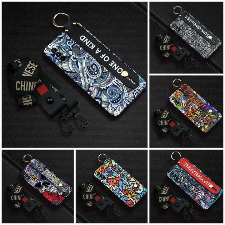 new-wristband-phone-case-for-tecno-spark-7-spark7t-cover-armor-case-kickstand-anti-dust-cute-phone-holder-back-cover