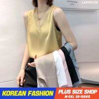 CODPlus size tanktop เสื้อกล้ามสาวอวบ ไซส์ใหญ่ ผู้หญิง ผ้าชีฟอง ทรงหลวม คอวี ฤดูร้อน สไตล์เกาหลีแฟชั่น