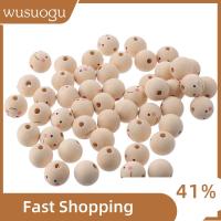 WUSUOGU 50pcs 25mm ล็อกล็อก ลูกปัดไม้ลูกปัด งานฝีมือดีไอวาย รูปทรงกลม ลูกปัดหลวมๆ สีล็อก ไม้ธรรมชาติธรรมชาติ ต้นคริสมาสต์ การทำสร้อยคอสร้อยข้อมือเครื่องประดับ