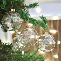 12pcs Christmas Clear Balls Xmas Tree Decor Plastic Seamless Simulation Light Bulb Hollow Ball Decor For Home Wedding Party